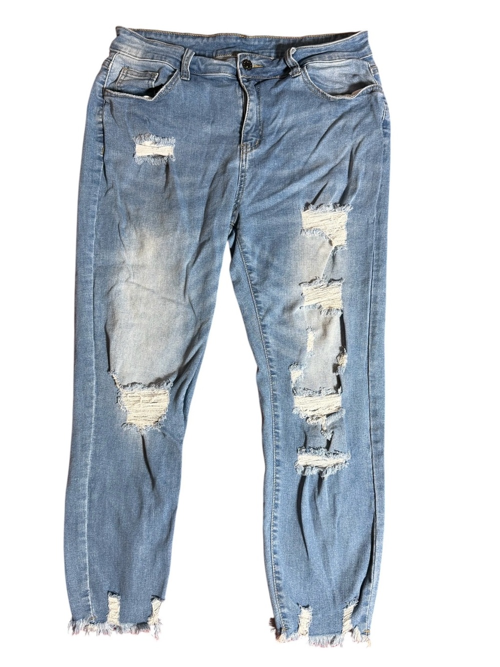 Women’s Distressed Light Blue XL Ripped Jeans - Picture 3 of 12